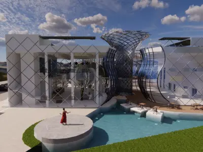 Futuristic Eco Complex  Farm  Restaurant AND Pool  3D model