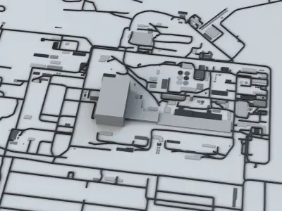 Pripyat - Chernobyl Nuclear Power Plant Road Network Buildings Low-poly 3D model