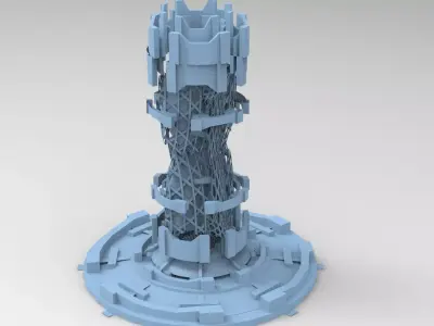 Financial district brutalist architecture tower 1 3D model