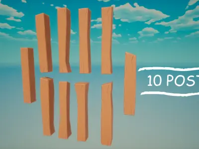 Stylized Wooden Fence Pack - 3D Game Asset Low-poly 3D model