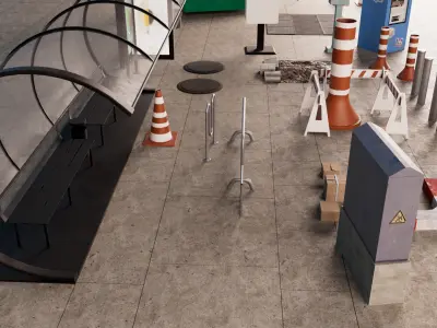  high-quality low-poly 3D urban props pack Low-poly 3D model