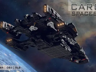 Cargo Spaceship Low-poly 3D model by purbosky