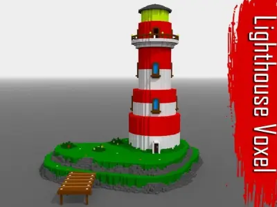 Voxel Lighthouse Low-poly 3D model