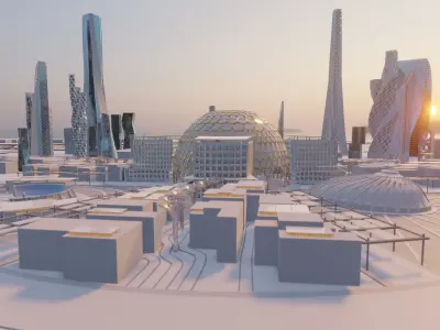 Future city Dubai expo  2022 Low-poly 3D model