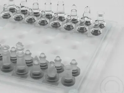 Chess Western International - glass - modern Low-poly 3D model