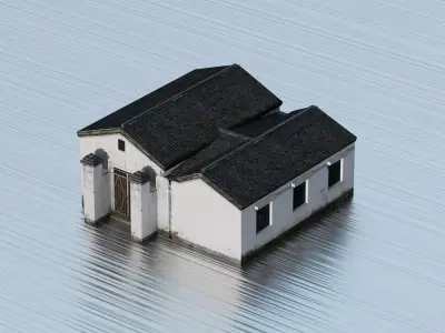 Traditional Chinese residential building  Low-poly 3D model