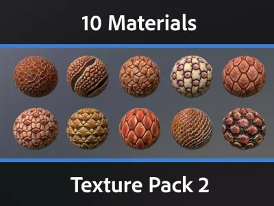 10 Materials Skin Alien Seamless PBR Pack 2 Texture