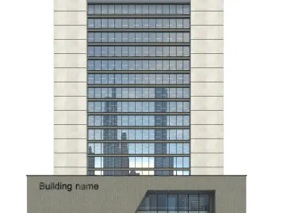 High-rise office building No 10 Low-poly 3D model