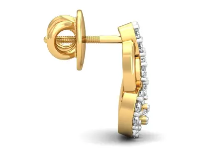 Yellow gold diamond earring-P3 PSER-24 3D print model