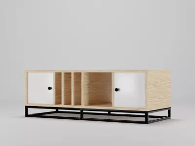 Scandinavian Wood Cabinet Low-poly 3D model