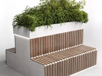 plant interior exterior bench 03 Low-poly 3D model