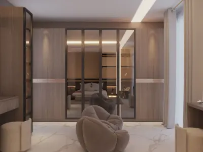 Bedroom interior scene 3D with Closets 3D model