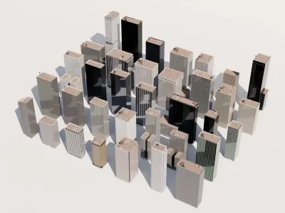Tall Buildings - Skyscrapers  Low-poly 3D model