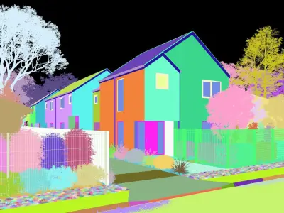 Exterior townhouse rendering  3D model