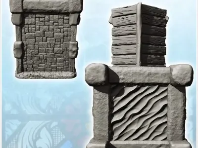 Fortified stone tower with annex building 13 - Medieval Gothic F 3D print model