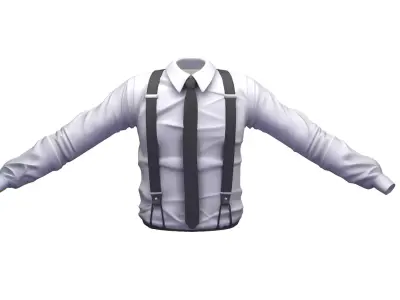 Cartoon High Poly Subdivision White Tie Shirt 3D Model Low-poly 3D model