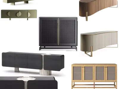 3D Model Combo Modern Sideboard Set 3D model