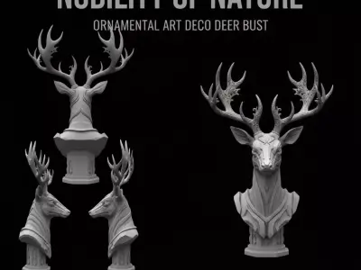 Nobility of Nature Ornamental Art Deco Deer Bust 3D model
