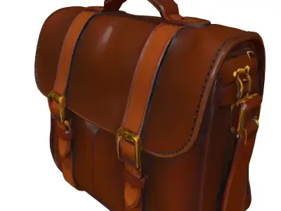 Brown Leather Briefcase Satchel Low-poly 3D model
