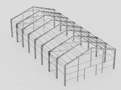 Hangar industrial construction Low-poly 3D model