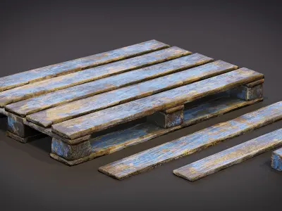 Damaged Wooden Pallet Game Asset Low-poly 3D model