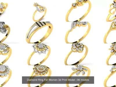 Diamond Ring For Women 3d Print Model 3D Model Pack
