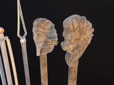 Flag Needles Pack Free low-poly 3D model