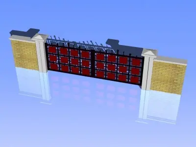 Fence and Gate 02 3D model