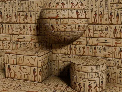 Ancient Egypt Hieroglyphs  - VOL 1 - 7 Seamless PBR Texture