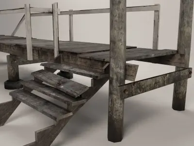 Buoy and Bridge Low-poly 3D model