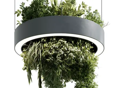 Circle pot light pendant - plant light hanging 30 3D model