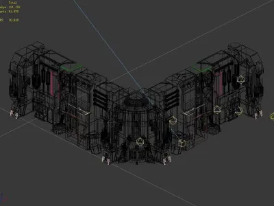 Sci Fi Building-connecting wall 08 3D model