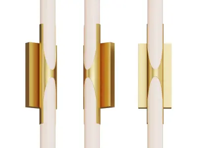 Wide Gold LED Bath Light 3D model