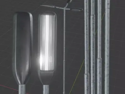 Street Light 3 Galvanized F3 M1 K0 7000 mm Low-poly 3D model