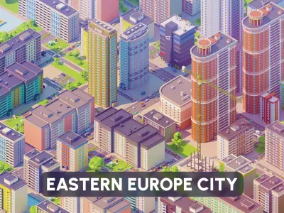 Eastern Europe City Low-poly 3D model
