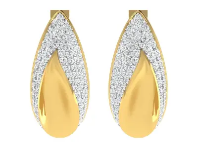 Light Weight Yellow Gold Diamond Earring EZ BI-31 3D print model
