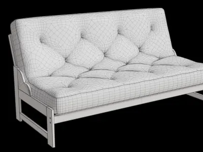 Red Futon Sofa Low-poly 3D model