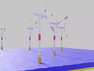 Offshore Wind Turbine Low-poly 3D model