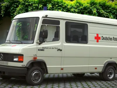  Mercedes Benz T2 507D Medical Transport Van Rigged for Cinema 4D 