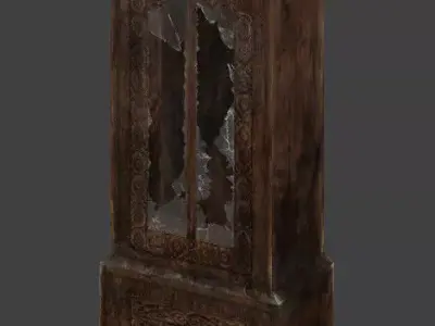 WoodenCupboard wooden cabinet with glass doors Free low-poly 3D model