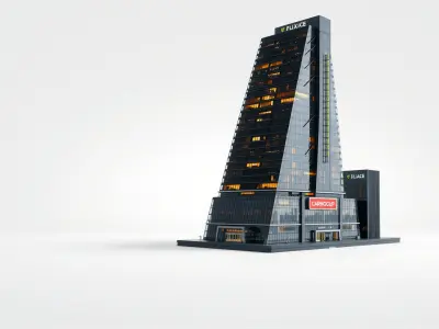 Futuristic Skyscraper Neon Sign model pack Low-poly 3D model