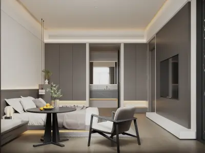 Simple apartment room scene 3D model