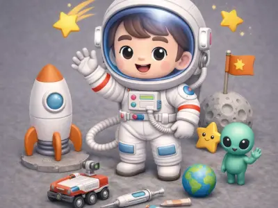 Chibi Space Explorer Kid - Cute Astronaut Boy - 3D Character Low-poly 3D model