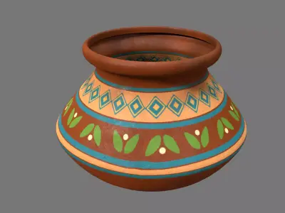 VesselF clay pot Low-poly 3D model