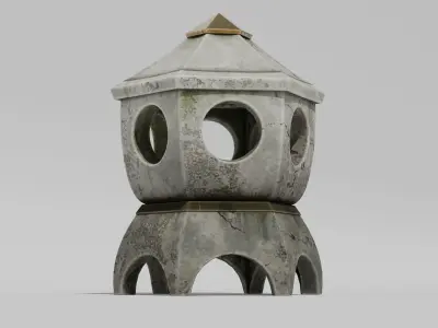 Japanese Furniture Kit - Hexagon Outdoor Lamp Low-poly 3D model