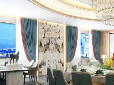 Chinese style box dining New 3D model