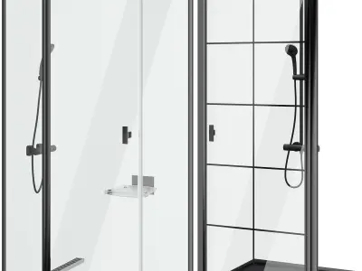 Shower doors Radaway Nes 8 Black set 141 3D model