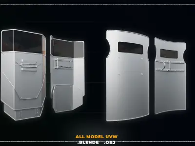 10 SCI-FI SHEILD POLICE GAME ASSET 3D model