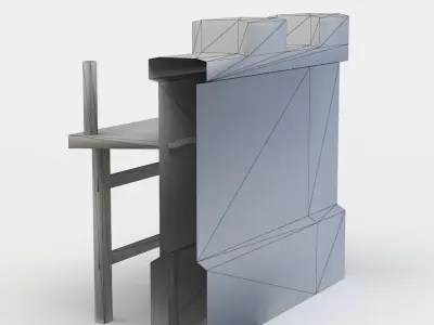 Masonry wall with wooden platform Low-poly 3D model