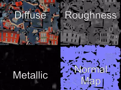 Victorian Brick House model pack Low-poly 3D model